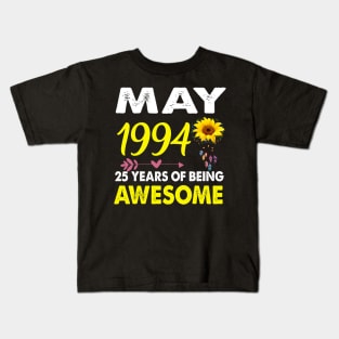 May 1994 25 Years of Being Awesome Mix Sunflower T-shirt Kids T-Shirt